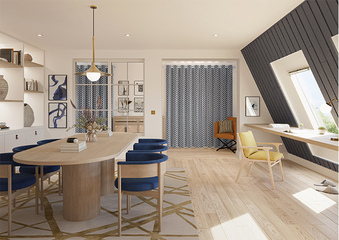 Chevron Stripe, Navy - Made to Measure Curtains - Image 15